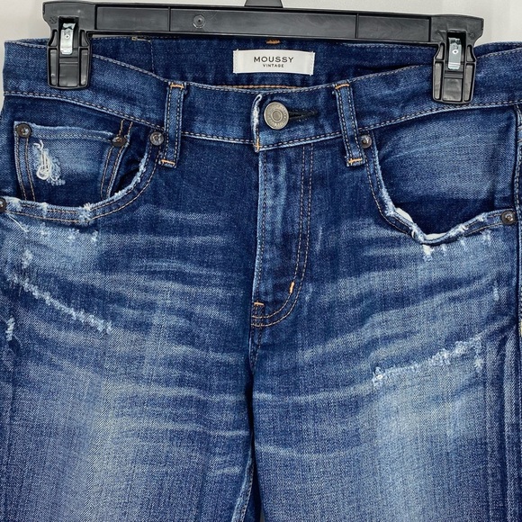 Moussy Vintage Lancaster Mid-Rise Distressed Skinny Cropped Jeans Size 27 - Picture 4 of 14